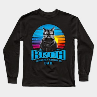 Cat Dad Men Father's Day Design Birthday Best Vintage kitten lover Long Sleeve T-Shirt